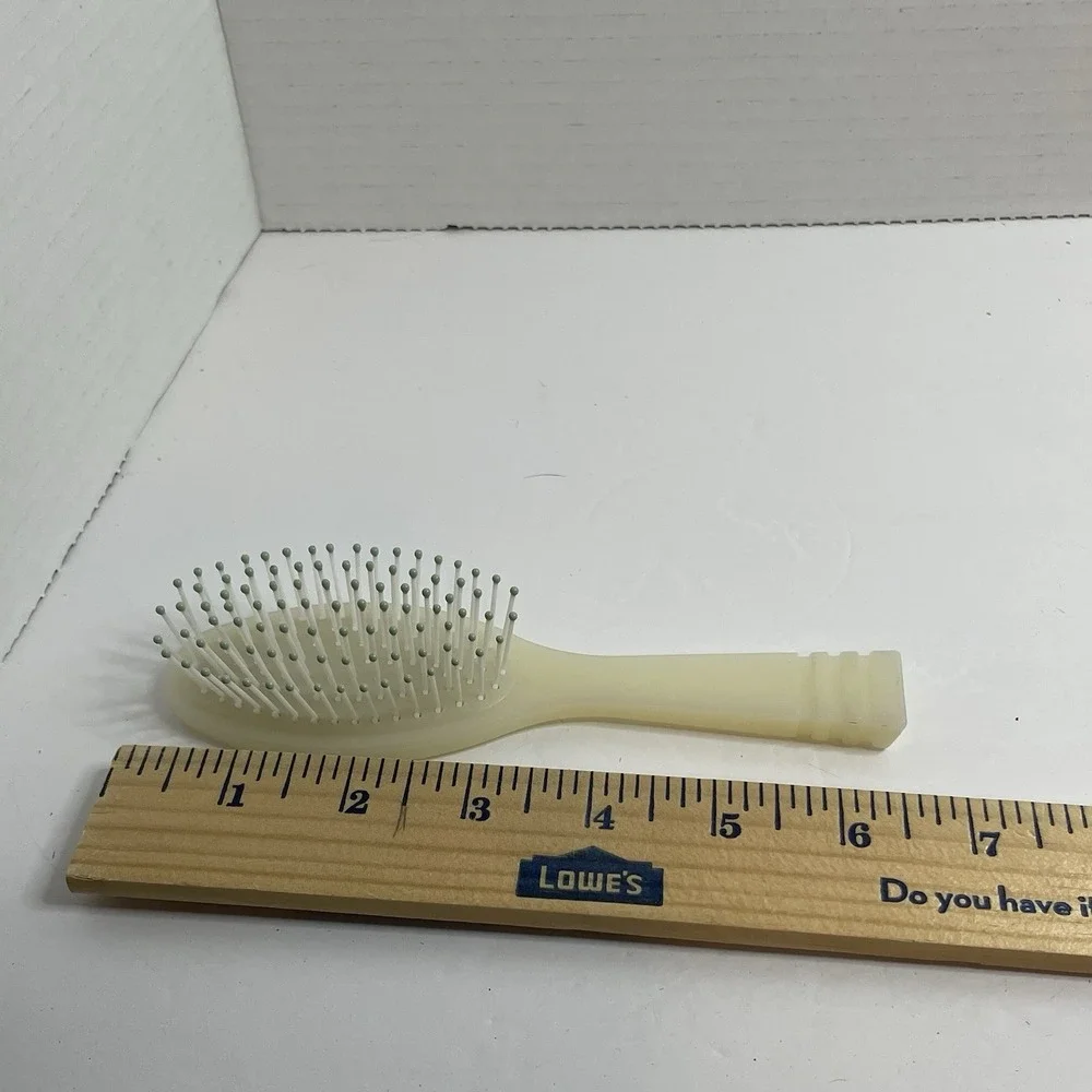 Clinique 2 Hair Combs/ 1 Brush Wide Tooth Detangling Hard Plastic White Pink VTG